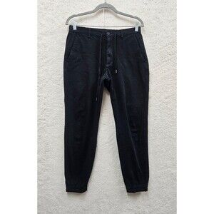 Uniqlo Women Pants Small Black Cotton Blend High Rise Drawstring Regular Jogger